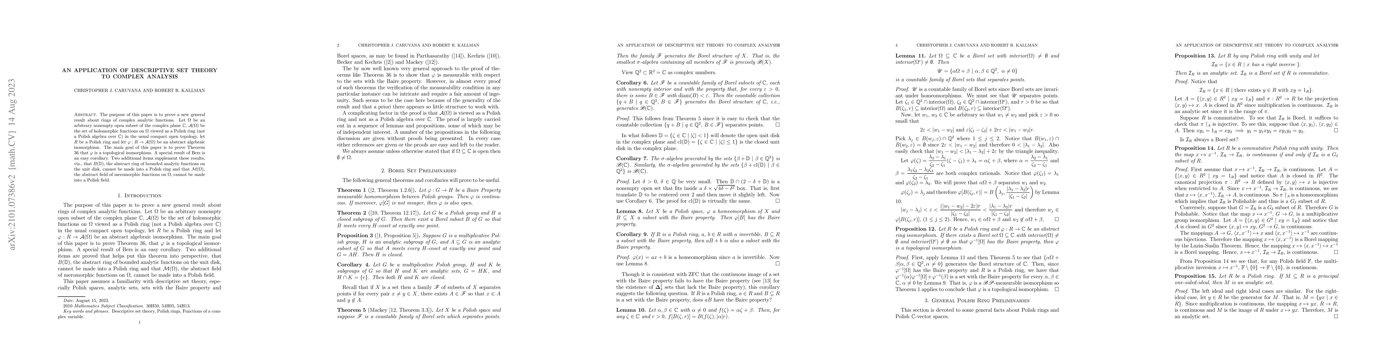 Thumbnail for An Application of Descriptive Set Theory to Complex Analysis