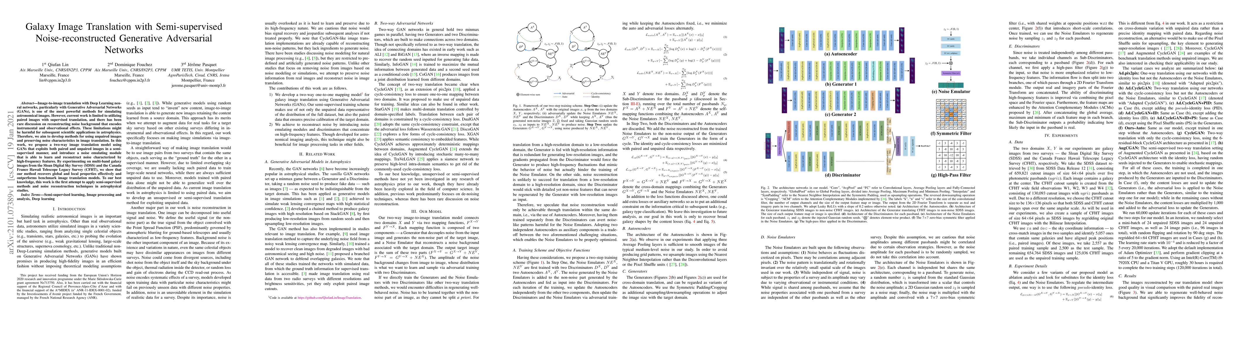 Thumbnail for Galaxy Image Translation with Semi-supervised Noise-reconstructed
  Generative Adversarial Networks