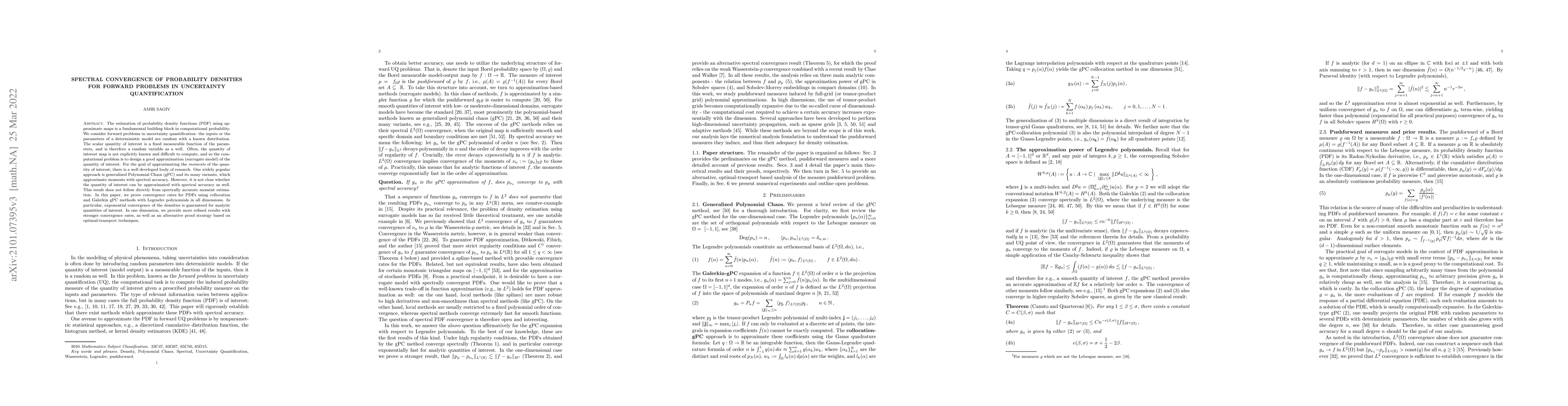 Thumbnail for Spectral convergence of probability densities for forward problems in
  uncertainty quantification