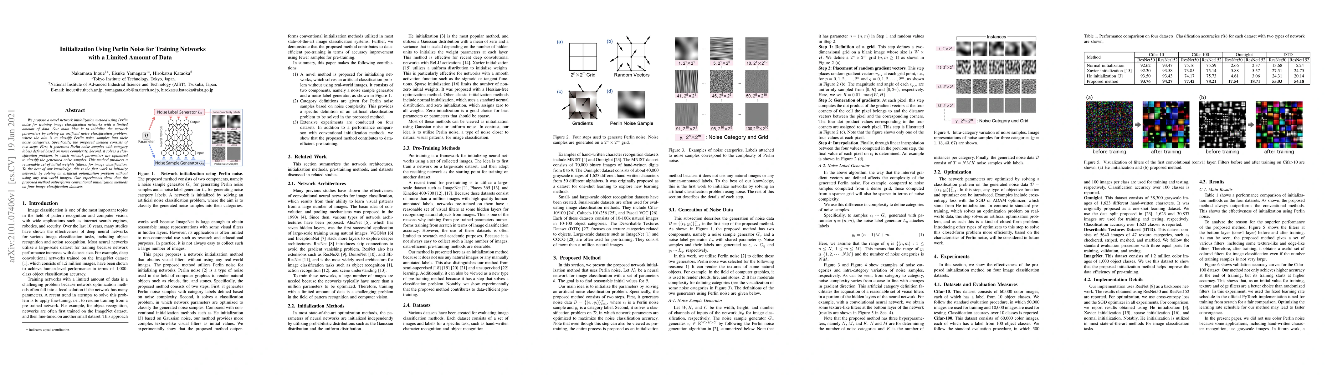 Thumbnail for Initialization Using Perlin Noise for Training Networks with a Limited
  Amount of Data