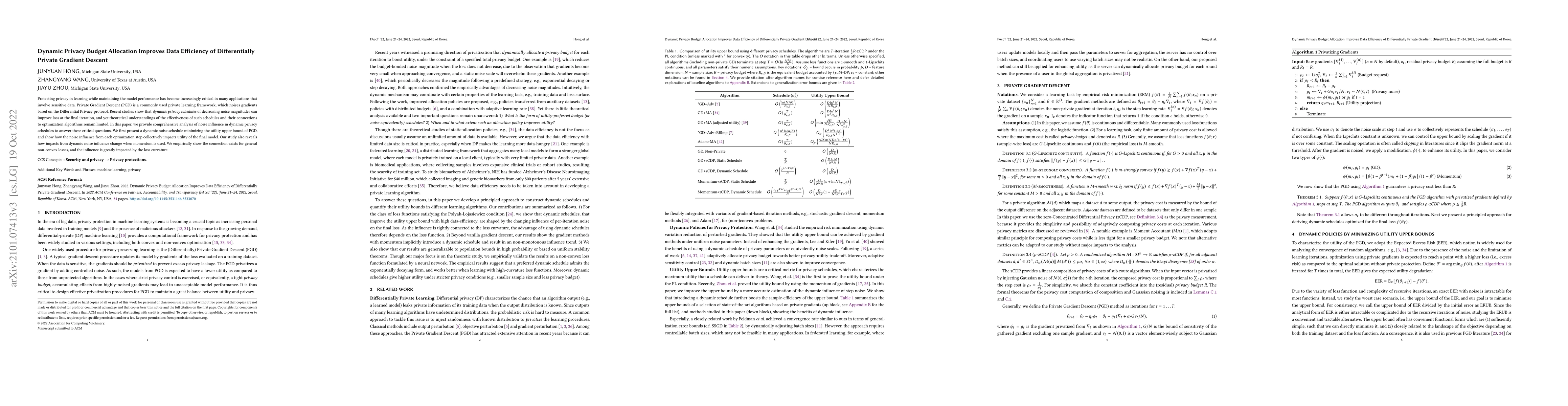 Thumbnail for Dynamic Privacy Budget Allocation Improves Data Efficiency of
  Differentially Private Gradient Descent
