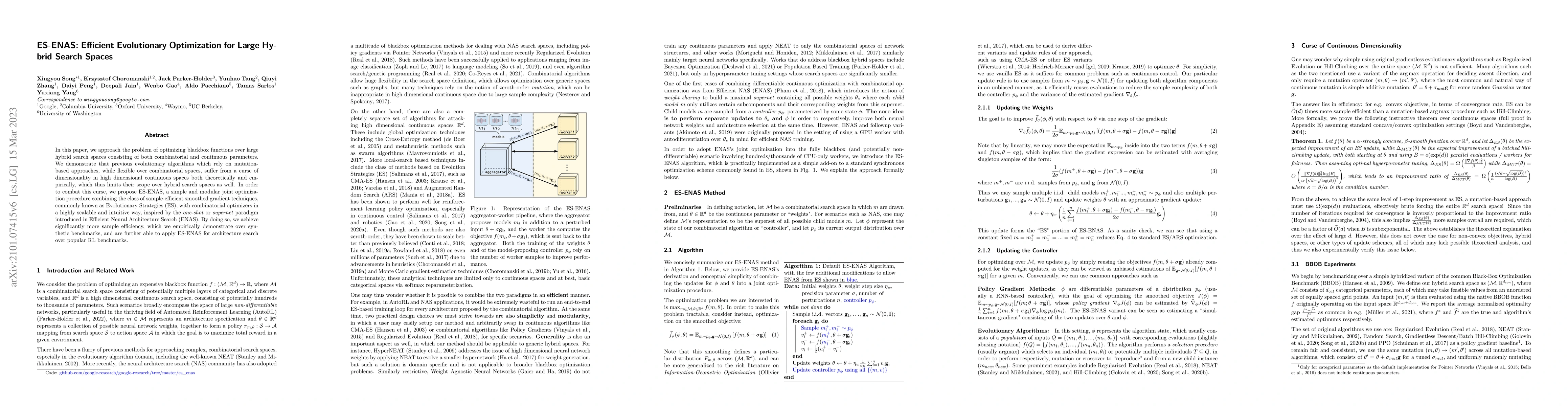 Thumbnail for ES-ENAS: Efficient Evolutionary Optimization for Large Hybrid Search
  Spaces