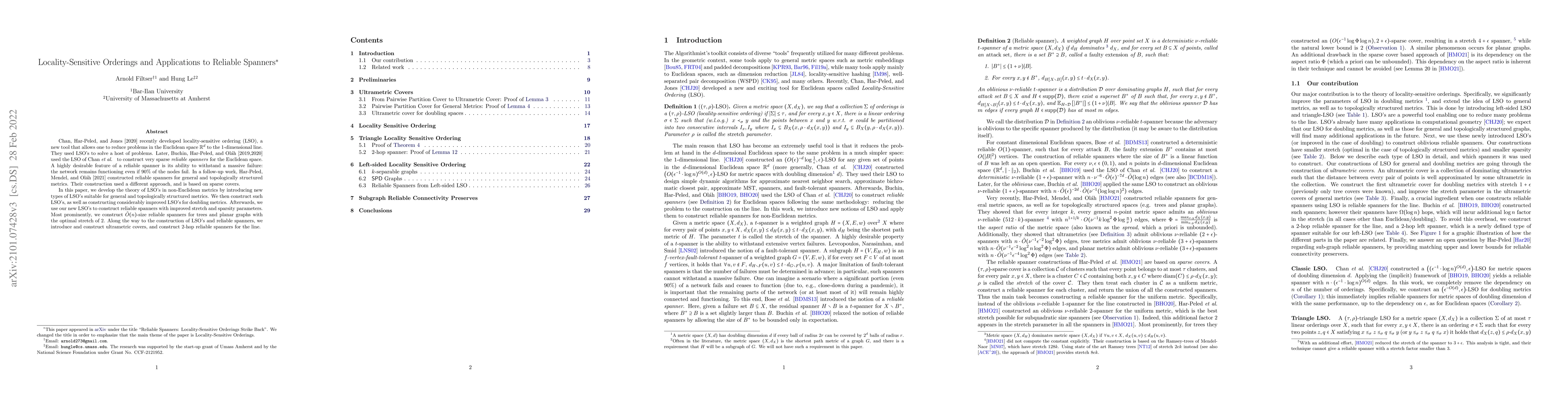 Thumbnail for Locality-Sensitive Orderings and Applications to Reliable Spanners
