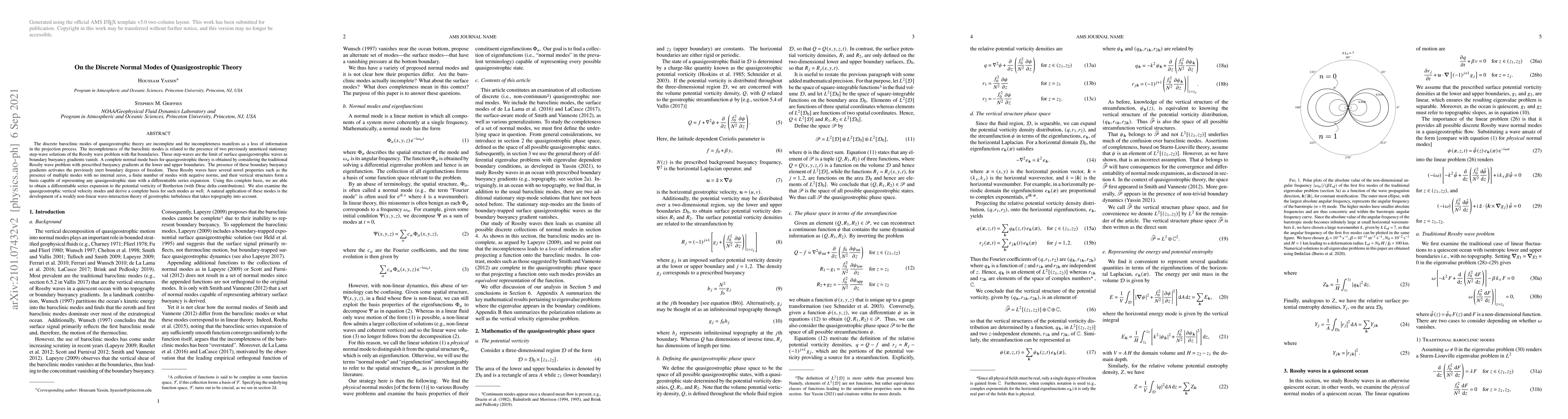 Thumbnail for On the Discrete Normal Modes of Quasigeostrophic Theory