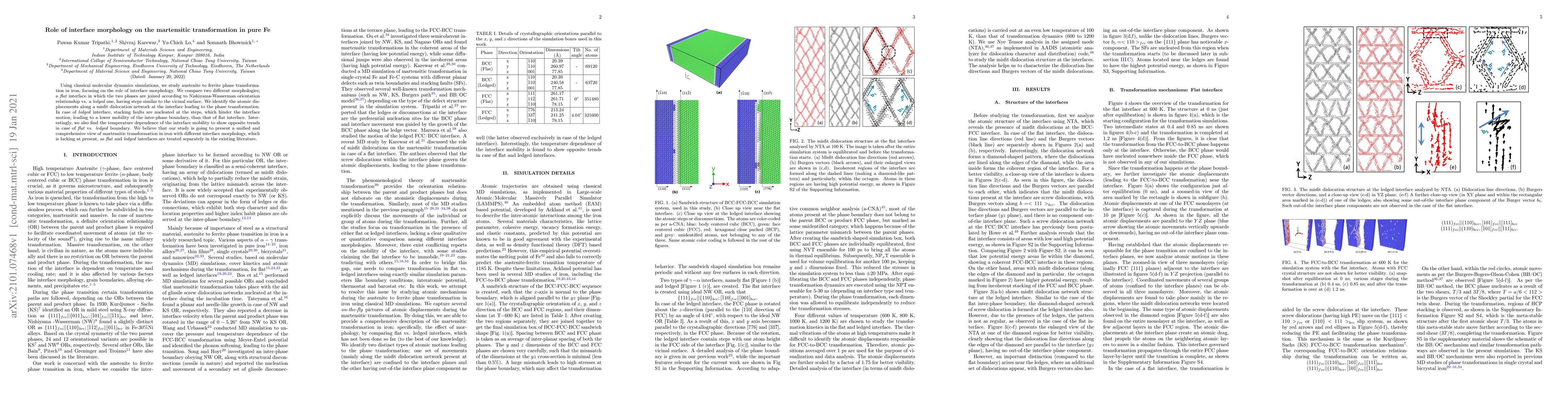 Thumbnail for Role of interface morphology on the martensitic transformation in pure
  Fe