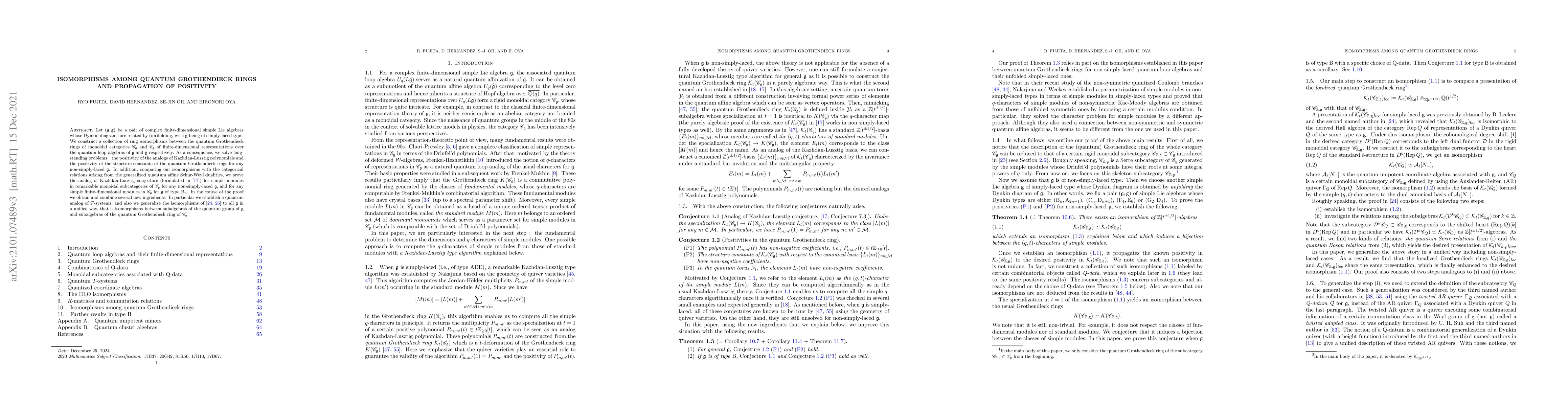 Thumbnail for Isomorphisms among quantum Grothendieck rings and propagation of
  positivity