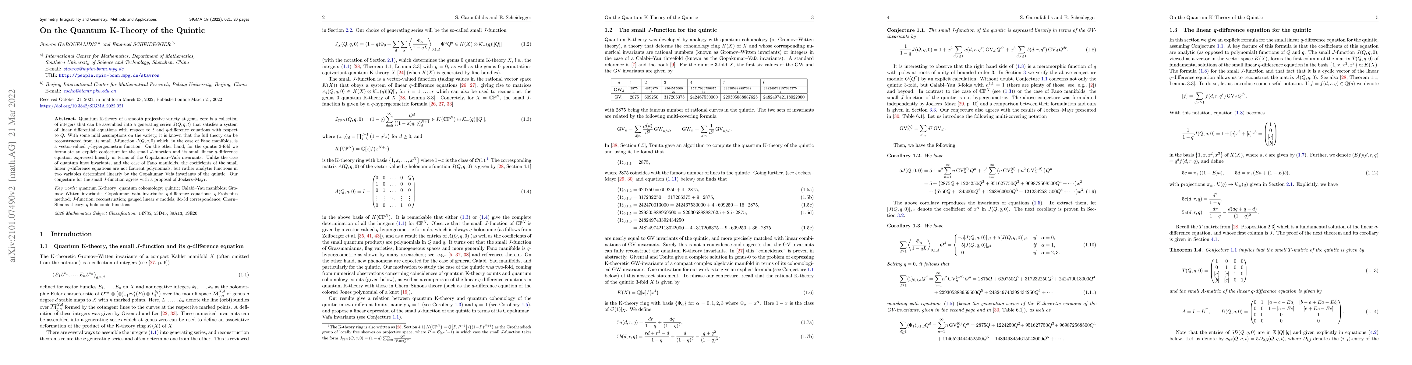 Thumbnail for On the Quantum K-Theory of the Quintic