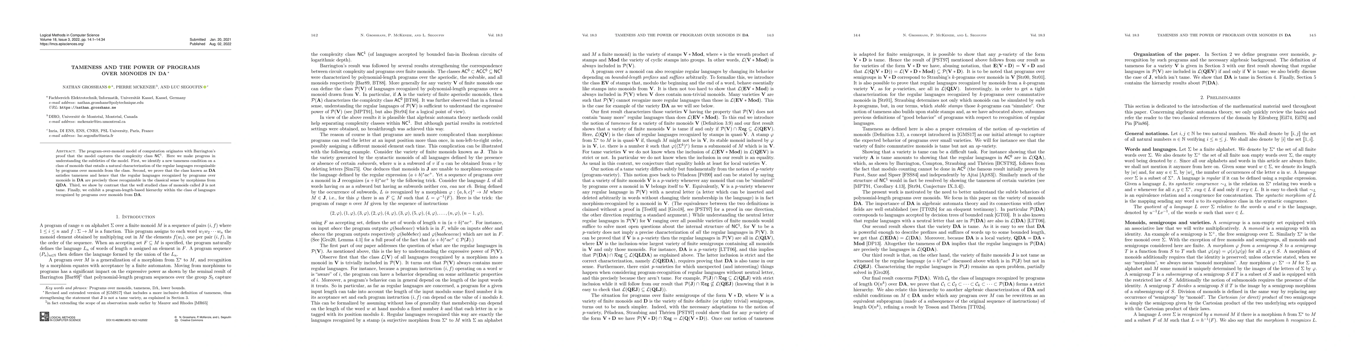Thumbnail for Tameness and the power of programs over monoids in DA