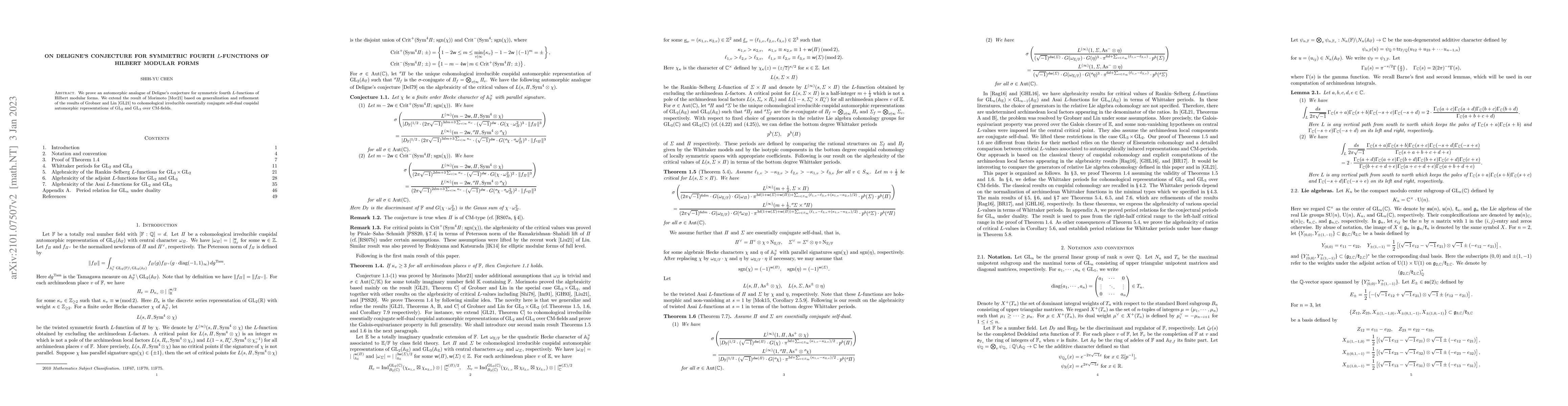 Thumbnail for On Deligne's conjecture for symmetric fourth $L$-functions of Hilbert
  modular forms