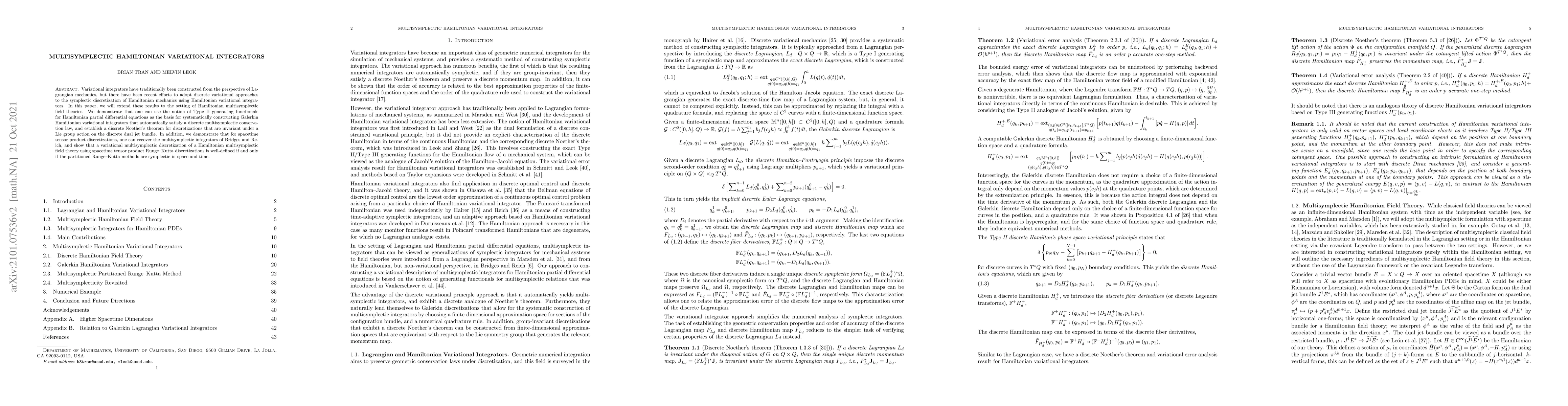 Thumbnail for Multisymplectic Hamiltonian Variational Integrators
