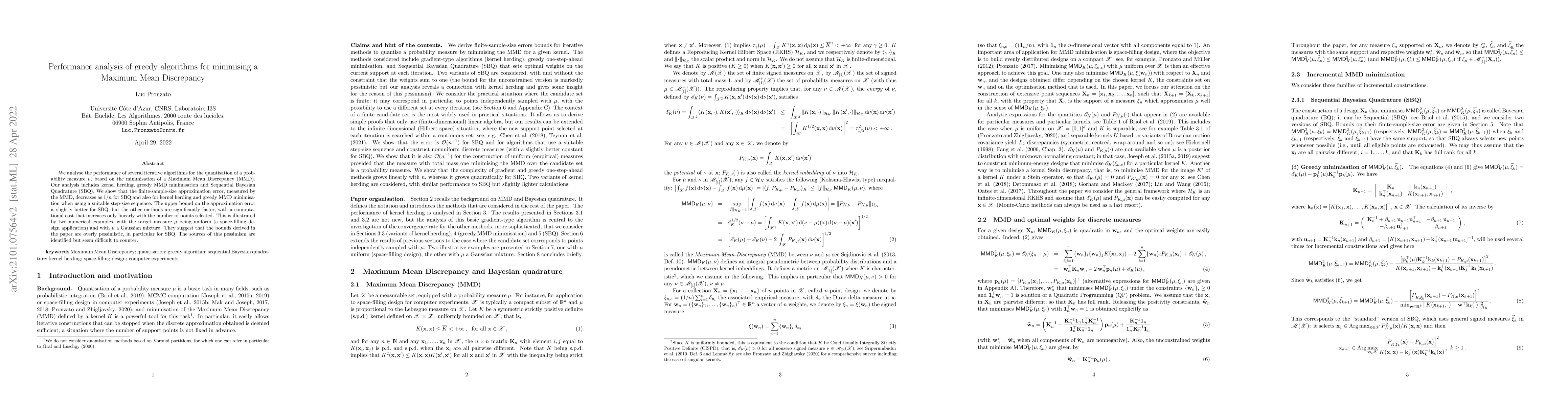 Thumbnail for Performance analysis of greedy algorithms for minimising a Maximum Mean
  Discrepancy