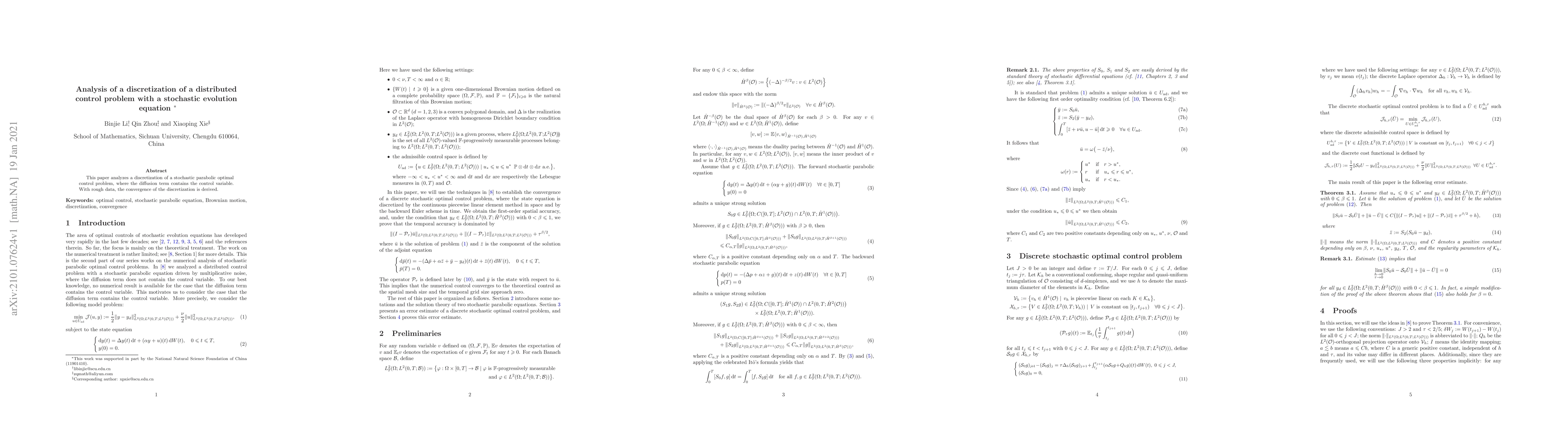 Thumbnail for Analysis of a discretization of a distributed control problem with a
  stochastic evolution equation
