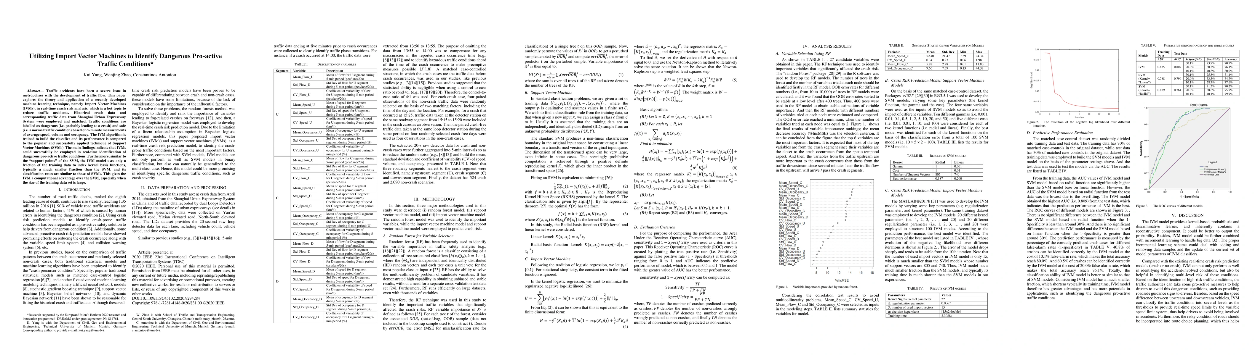 Thumbnail for Utilizing Import Vector Machines to Identify Dangerous Pro-active
  Traffic Conditions