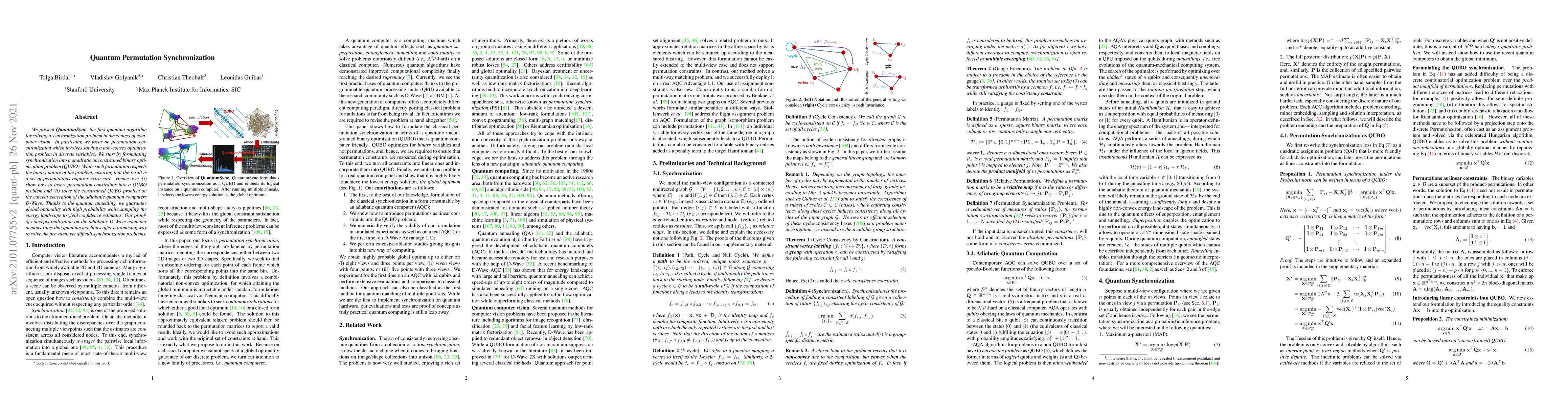 Thumbnail for Quantum Permutation Synchronization