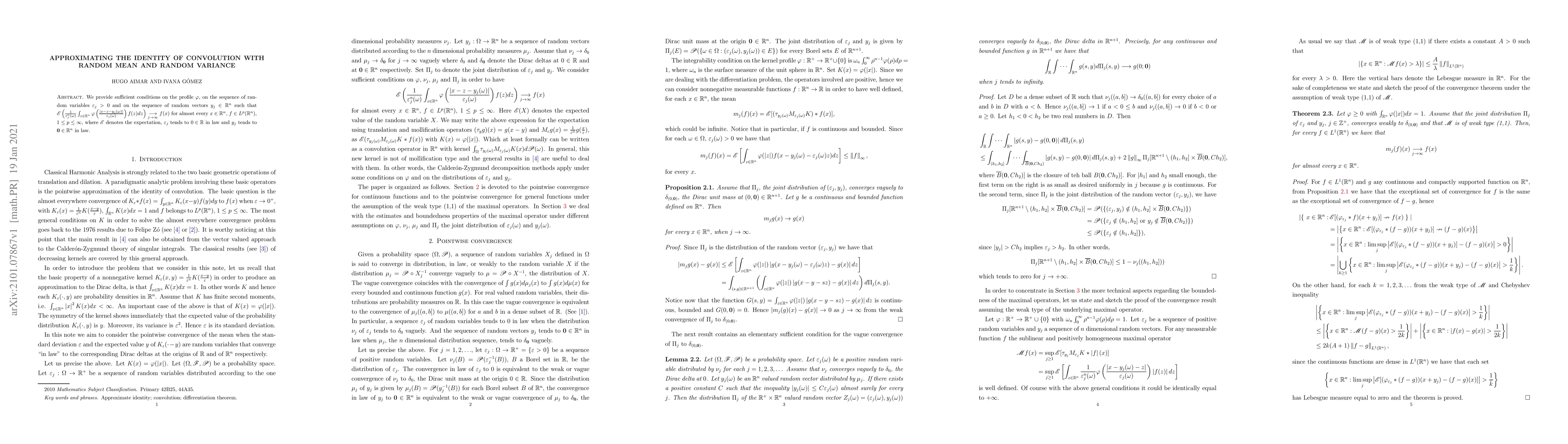 Thumbnail for Approximating the identity of convolution with random mean and random
  variance