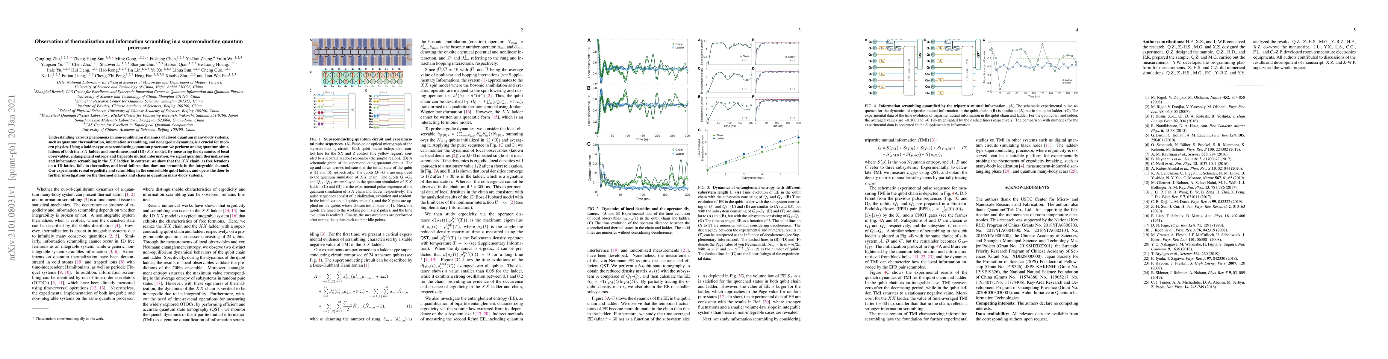 Thumbnail for Observation of thermalization and information scrambling in a
  superconducting quantum processor