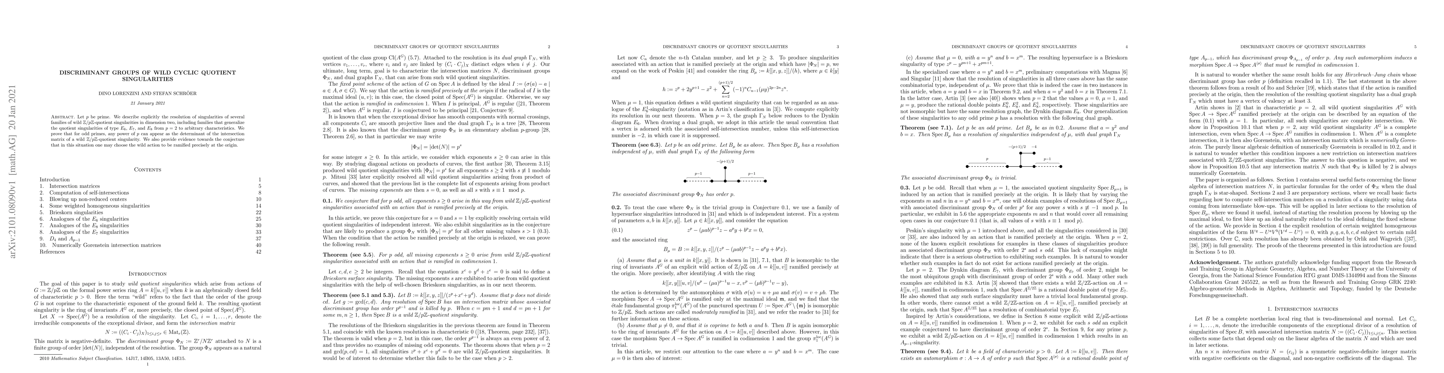 Thumbnail for Discriminant groups of wild cyclic quotient singularities