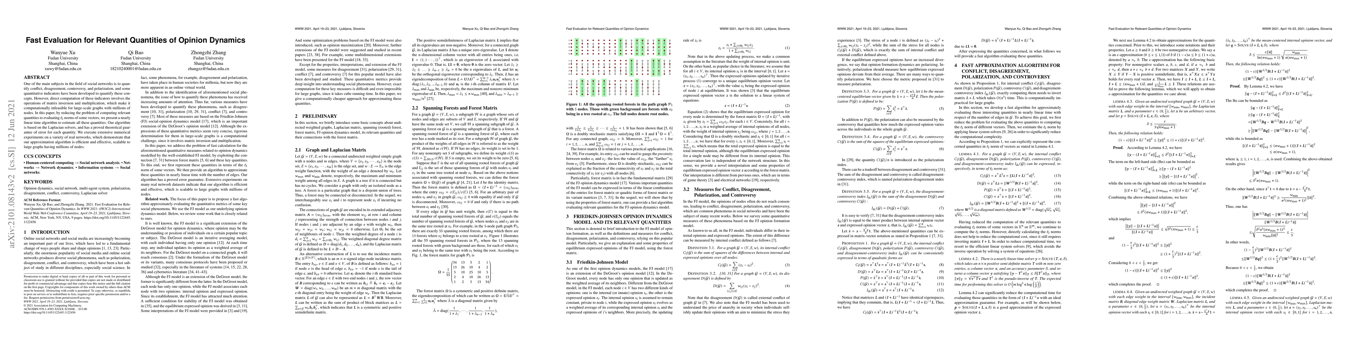 Thumbnail for Fast Evaluation for Relevant Quantities of Opinion Dynamics