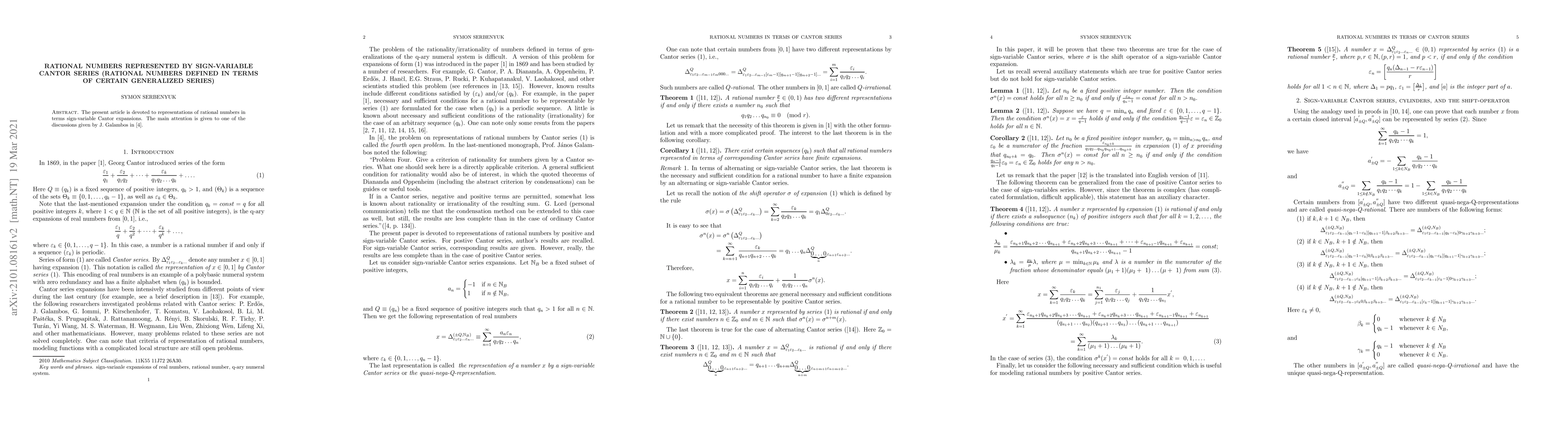 Thumbnail for Rational numbers represented by sign-variable Cantor series