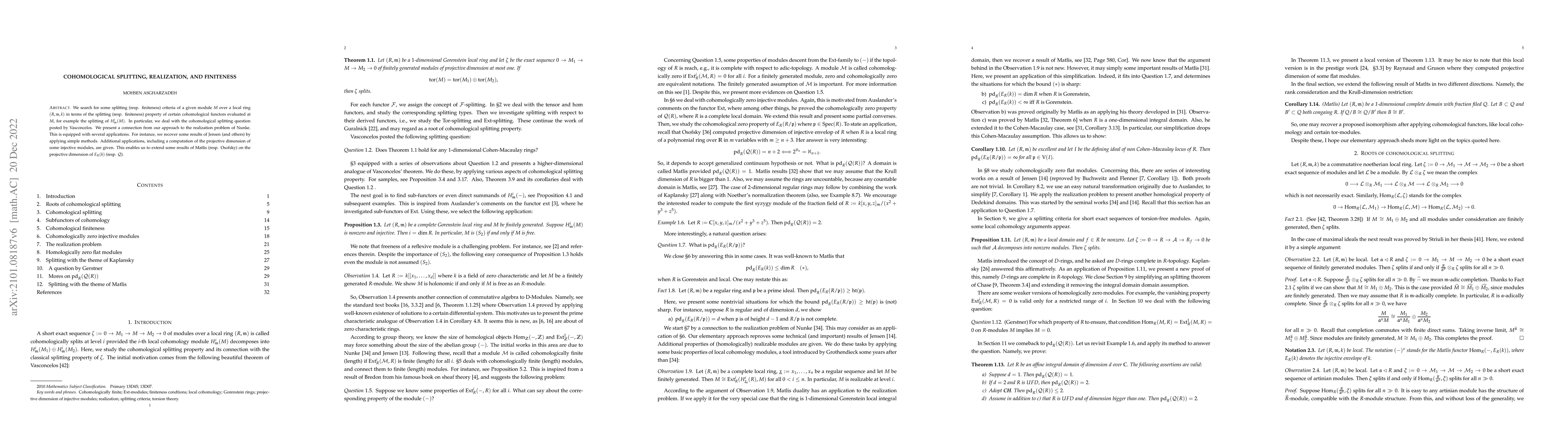 Thumbnail for Cohomological splitting, realization, and finiteness