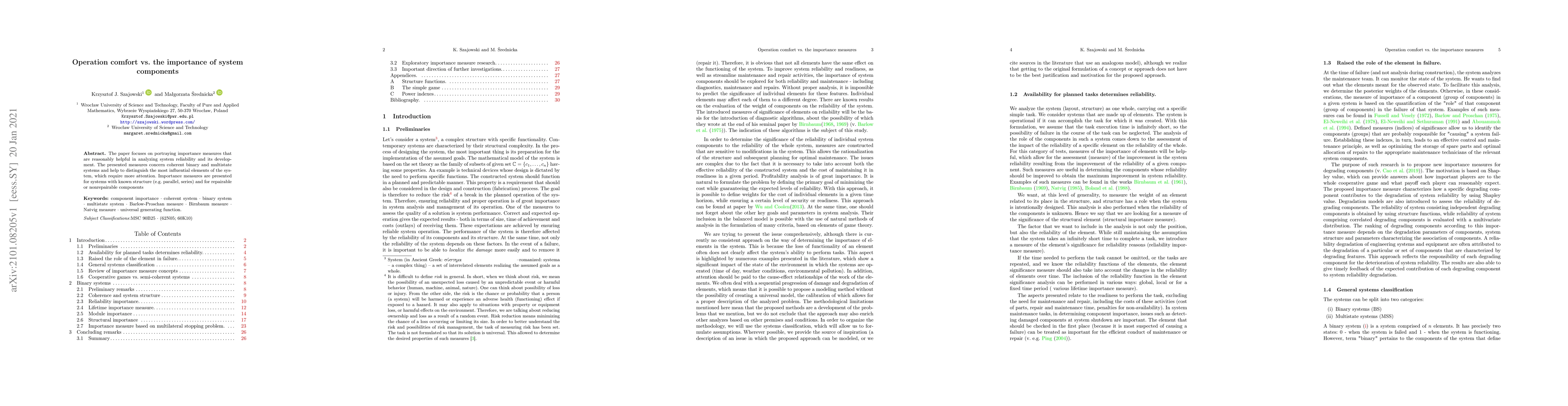 Thumbnail for Operation comfort vs. the importance of system components