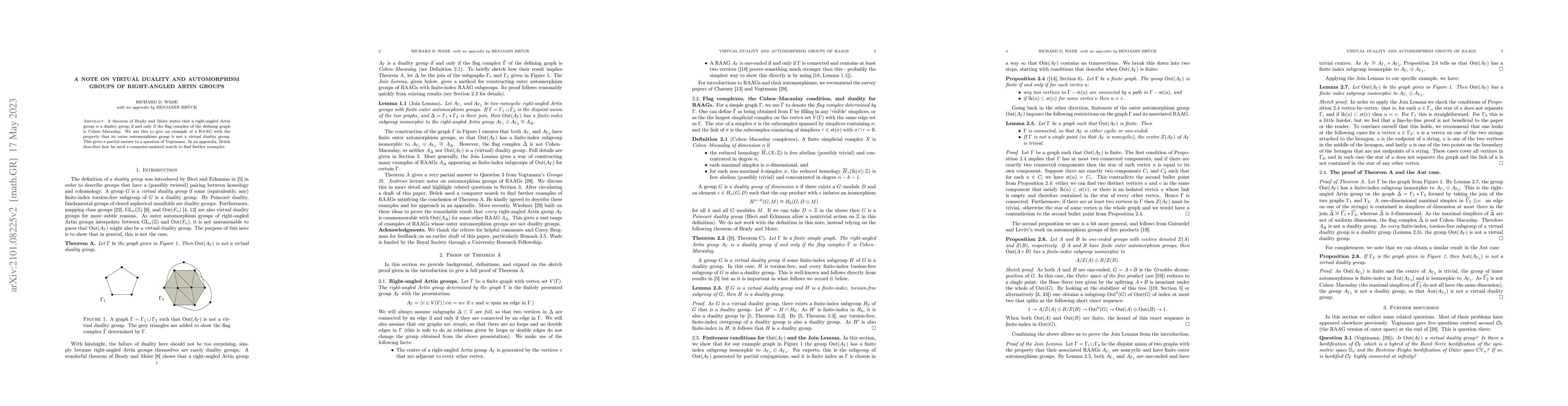 Thumbnail for A note on virtual duality and automorphism groups of right-angled Artin
  groups
