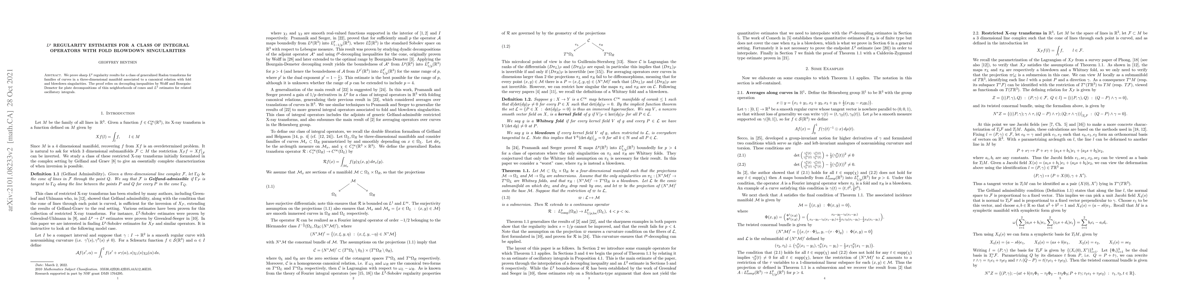 Thumbnail for $L^p$ Regularity Estimates for a Class of Integral Operators with Fold
  Blowdown Singularities