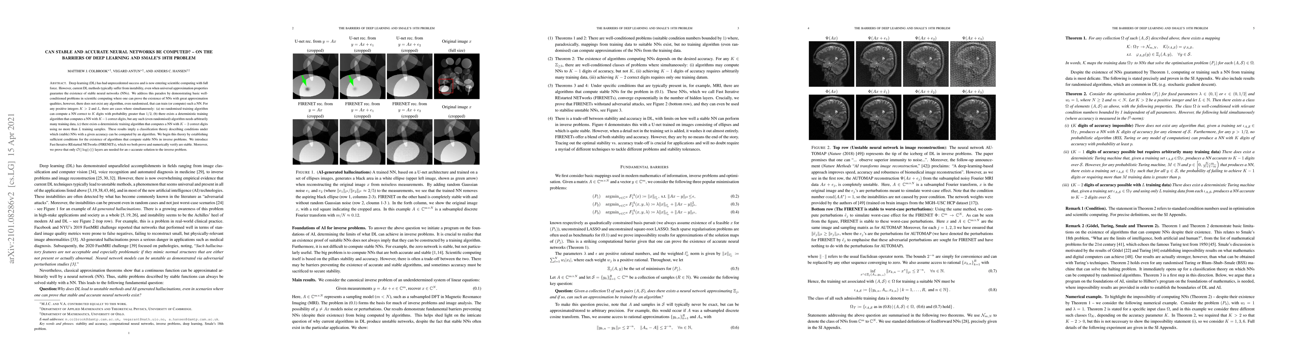 Thumbnail for Can stable and accurate neural networks be computed? -- On the barriers
  of deep learning and Smale's 18th problem