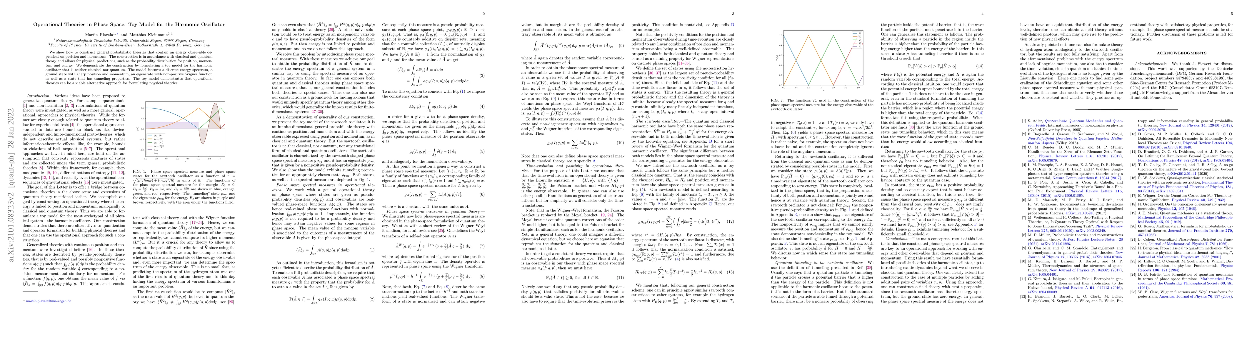 Thumbnail for Operational Theories in Phase Space: Toy Model for the Harmonic
  Oscillator