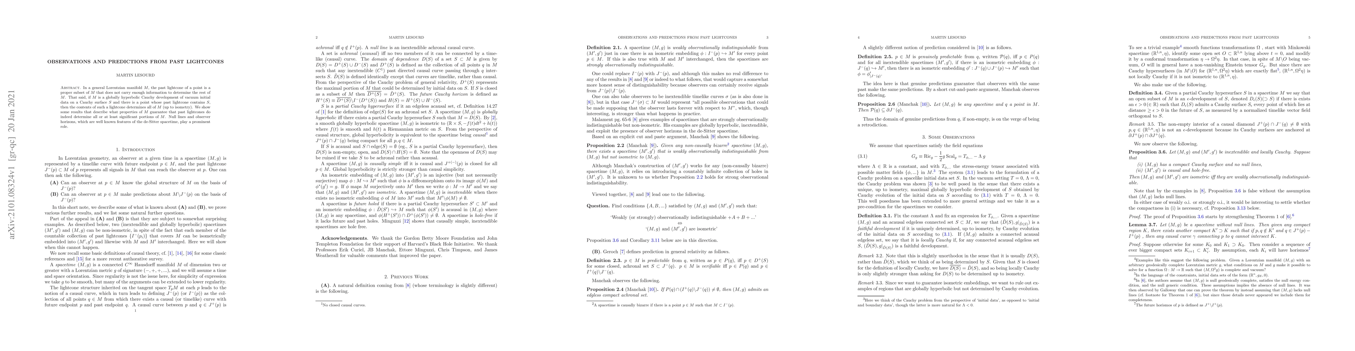 Thumbnail for Observations and predictions from past lightcones