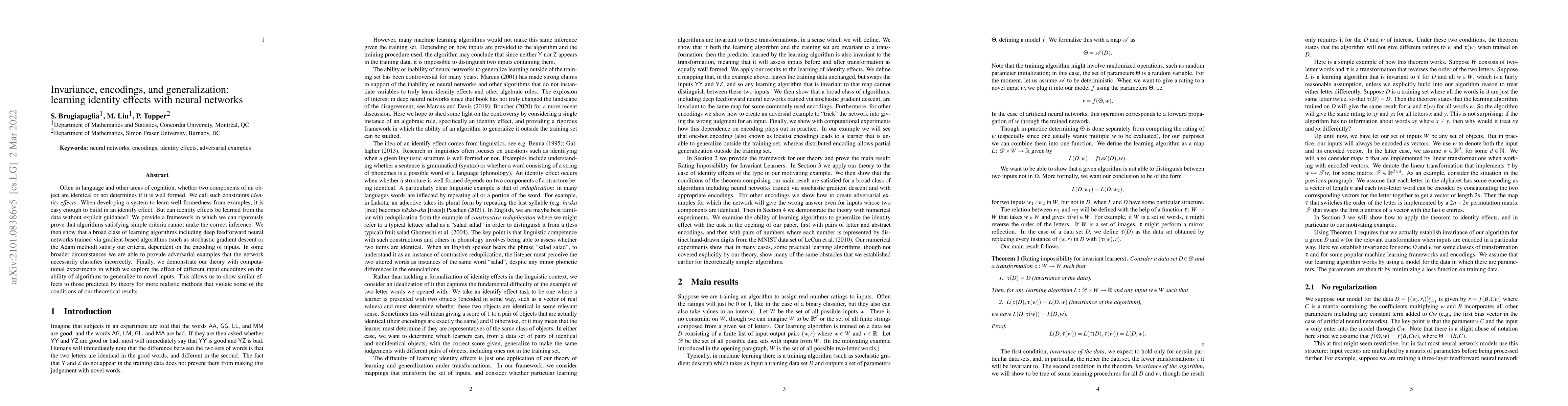 Thumbnail for Invariance, encodings, and generalization: learning identity effects
  with neural networks