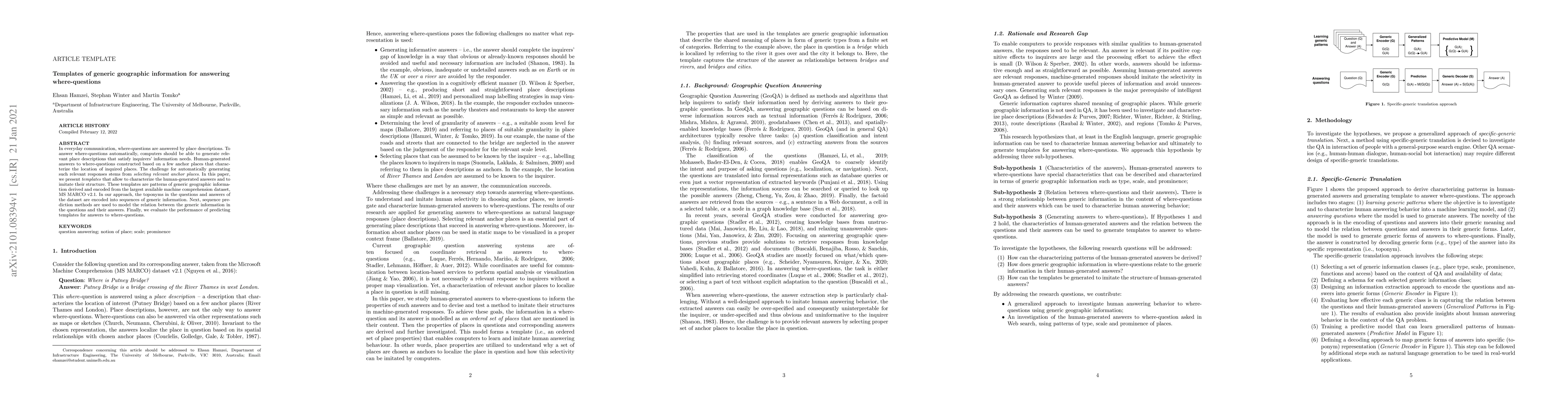 Thumbnail for Templates of generic geographic information for answering
  where-questions