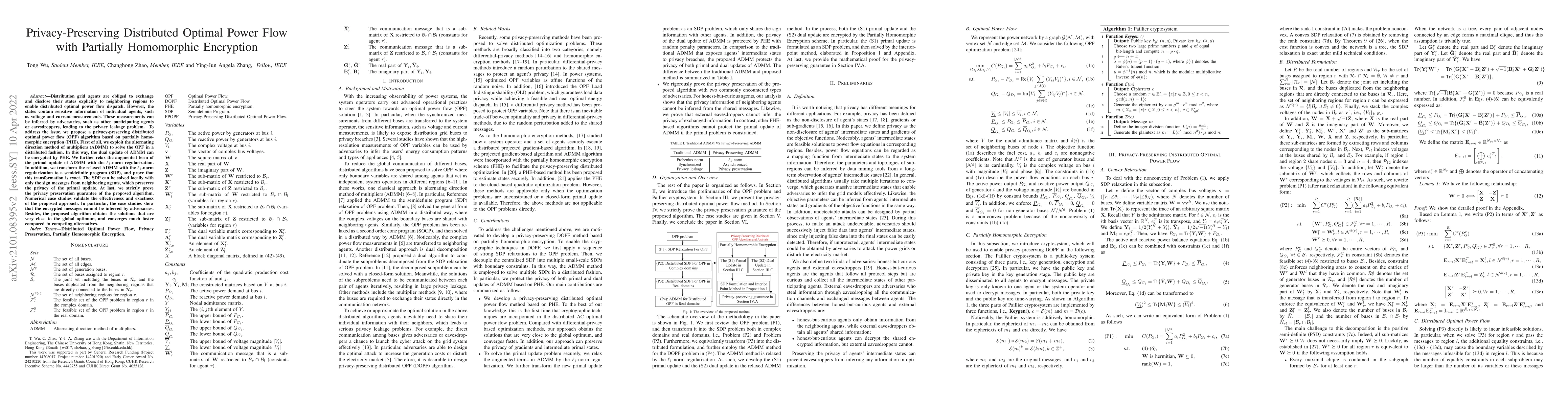 Thumbnail for Privacy-Preserving Distributed Optimal Power Flow with Partially
  Homomorphic Encryption