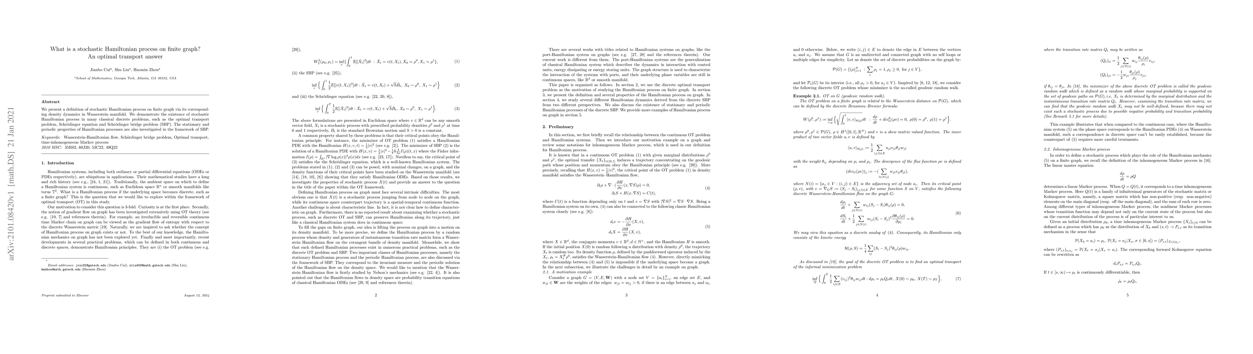 Thumbnail for What is a stochastic Hamiltonian process on finite graph? An optimal
  transport answer