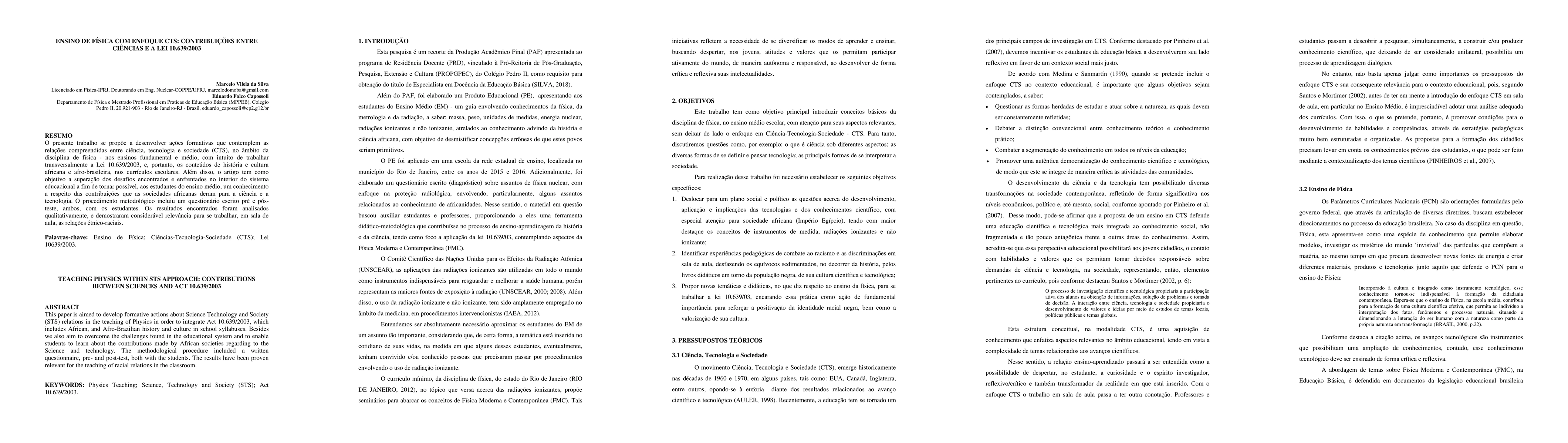 Thumbnail for Teaching Physics within STS Approach: Contributions Between Sciences and
  Act 10.639/2003
