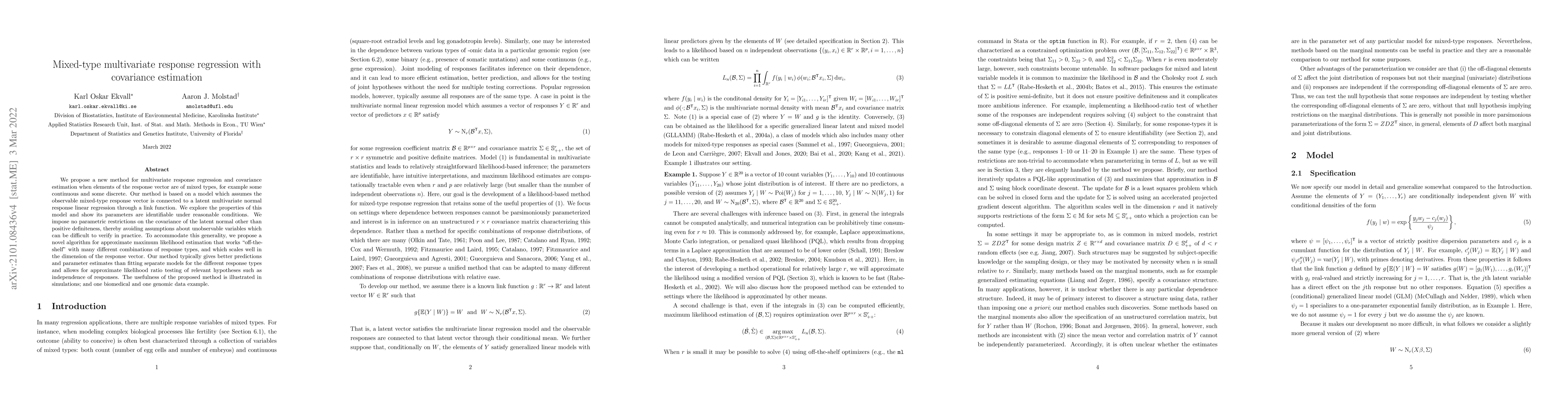 Thumbnail for Mixed-type multivariate response regression with covariance estimation