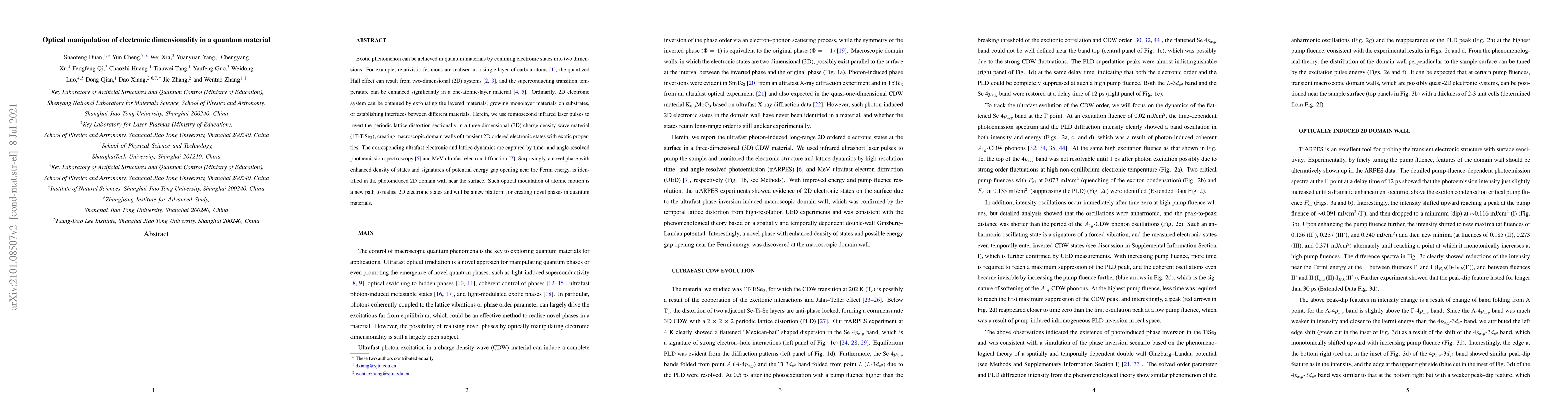 Thumbnail for Optical manipulation of electronic dimensionality in a quantum material