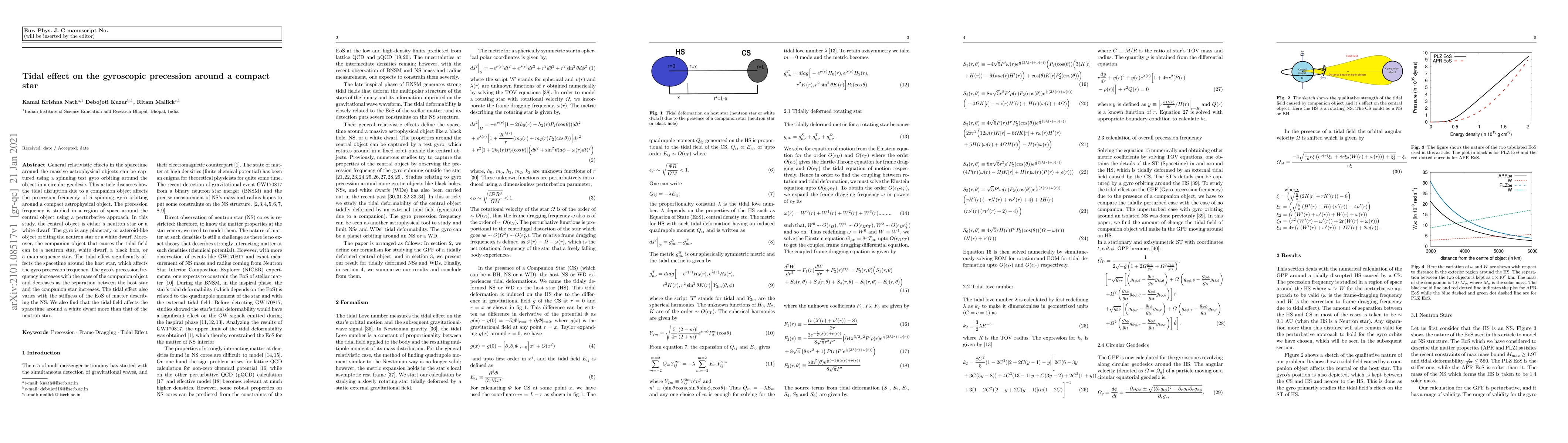 Thumbnail for Tidal effect on the gyroscopic precession around a compact star