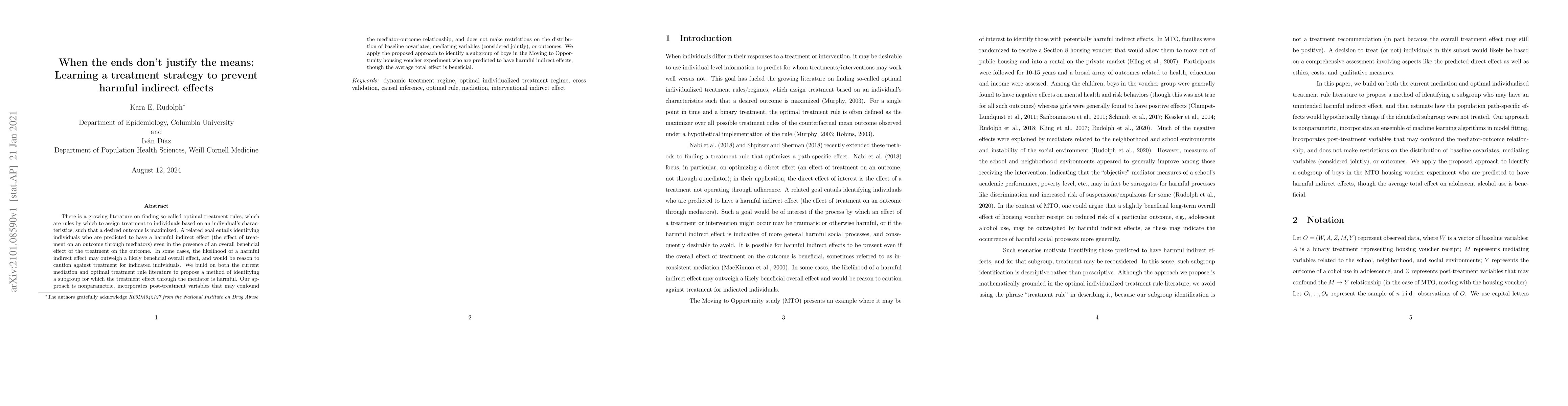 Thumbnail for When the ends don't justify the means: Learning a treatment strategy to
  prevent harmful indirect effects