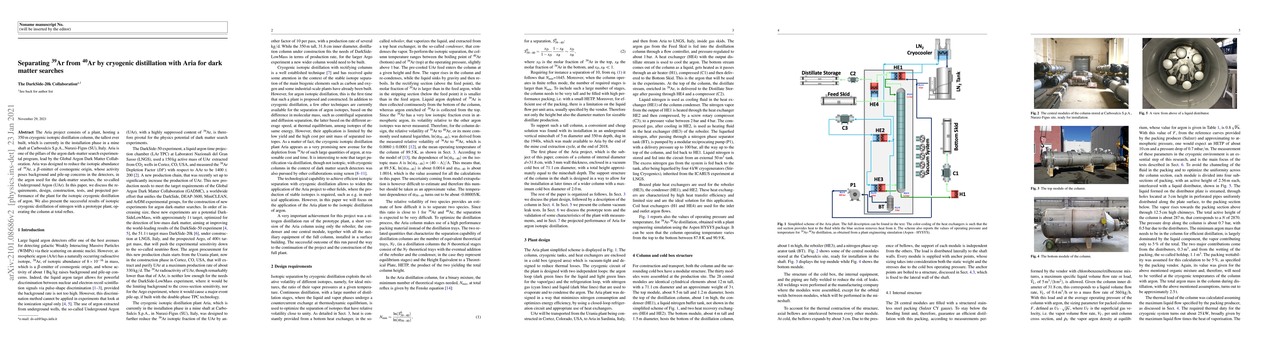 Thumbnail for Separating $^{39}$Ar from $^{40}$Ar by cryogenic distillation with Aria
  for dark matter searches
