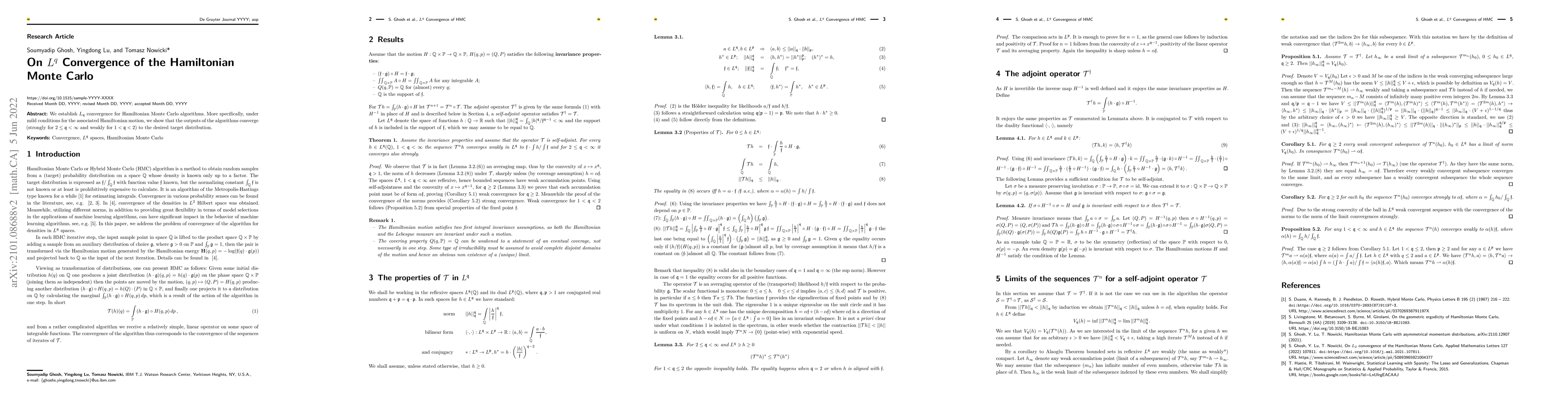 Thumbnail for On $L^q$ Convergence of the Hamiltonian Monte Carlo