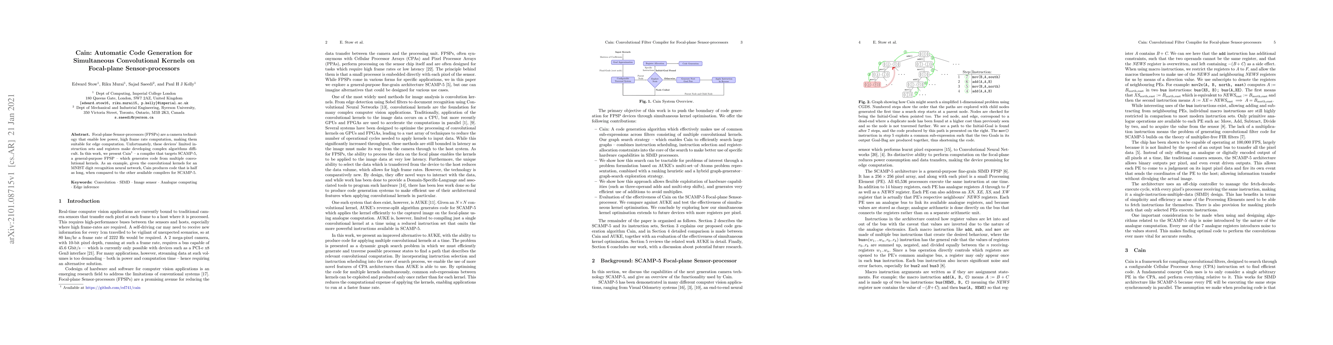 Thumbnail for Cain: Automatic Code Generation for Simultaneous Convolutional Kernels
  on Focal-plane Sensor-processors