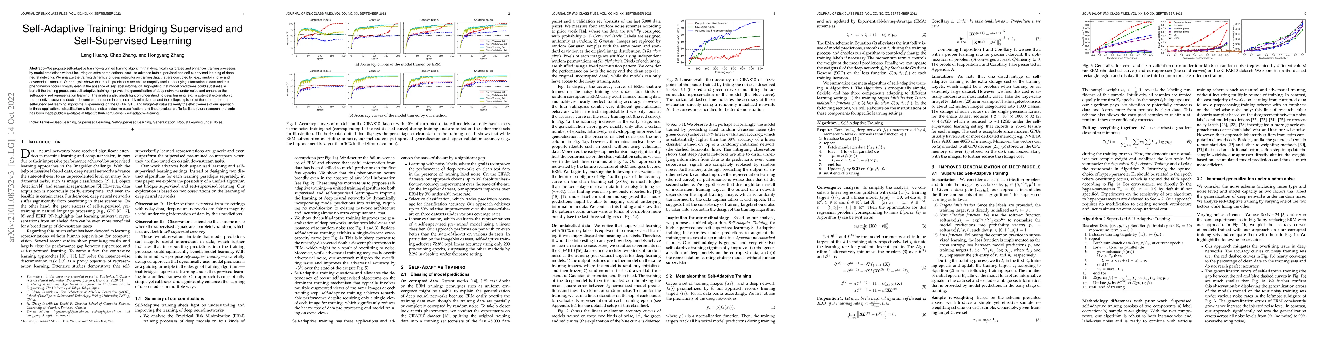 Thumbnail for Self-Adaptive Training: Bridging Supervised and Self-Supervised Learning