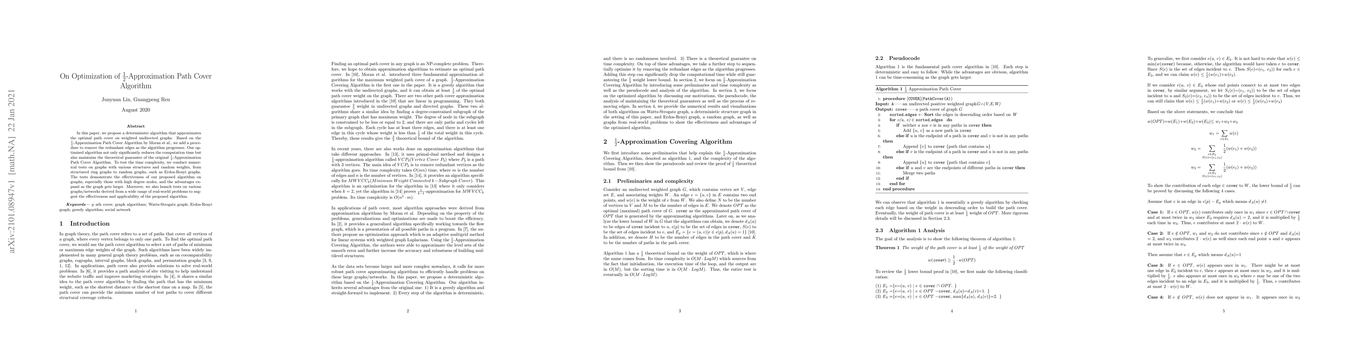Thumbnail for On Optimization of 1/2-Approximation Path Cover Algorithm