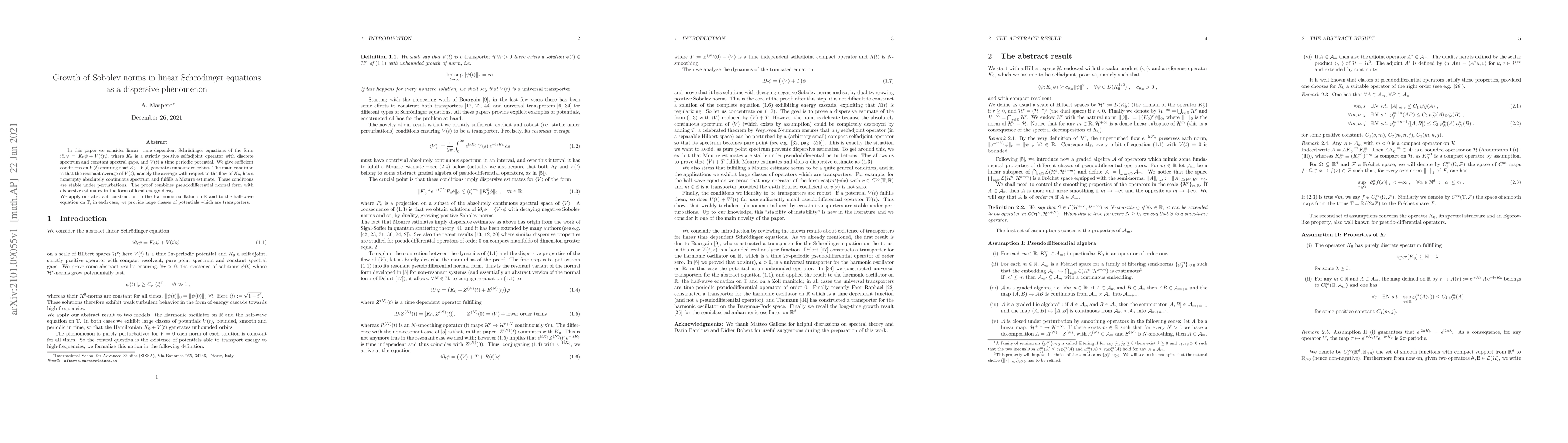 Thumbnail for Growth of Sobolev norms in linear Schr\"odinger equations as a
  dispersive phenomenon