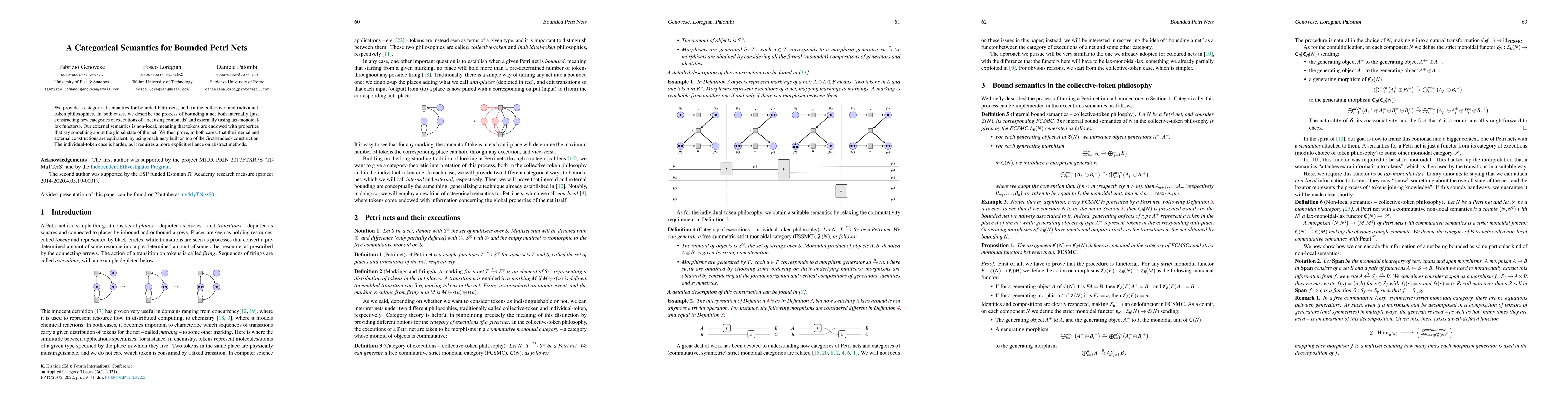 Thumbnail for A Categorical Semantics for Bounded Petri Nets