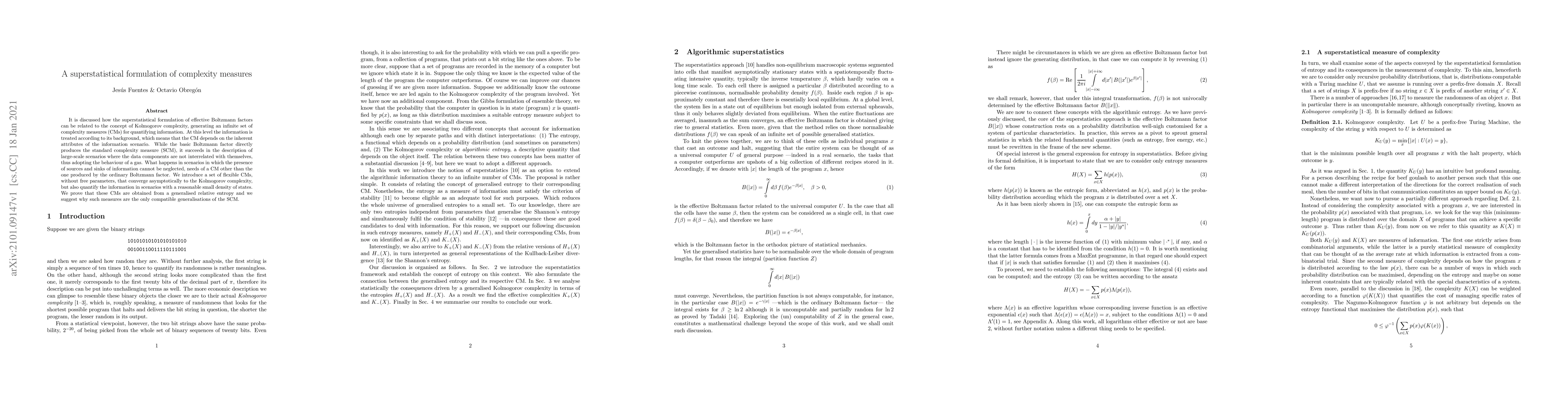 Thumbnail for A superstatistical formulation of complexity measures