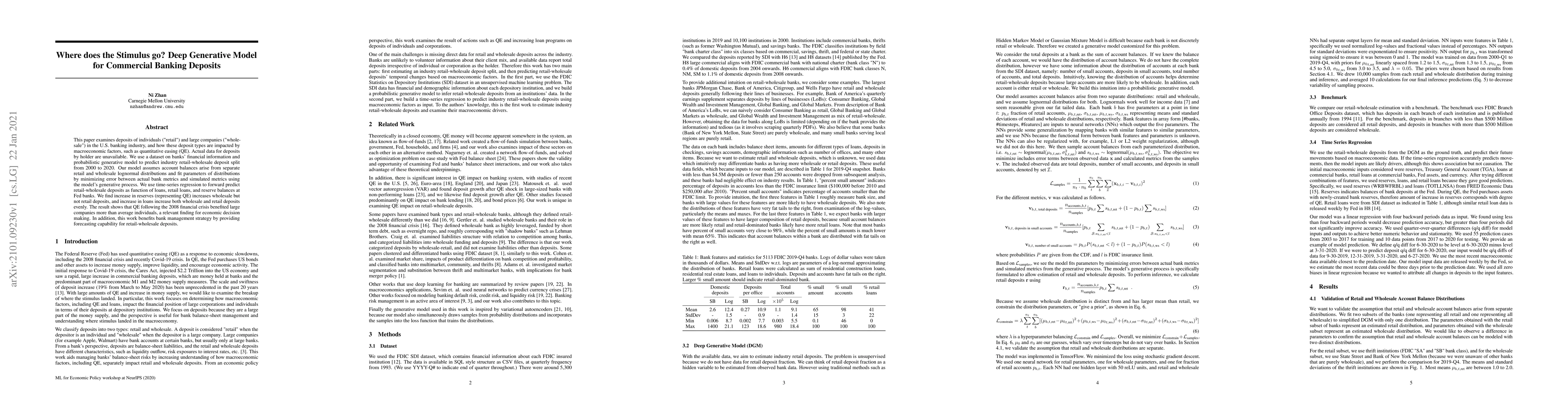Thumbnail for Where does the Stimulus go? Deep Generative Model for Commercial Banking
  Deposits