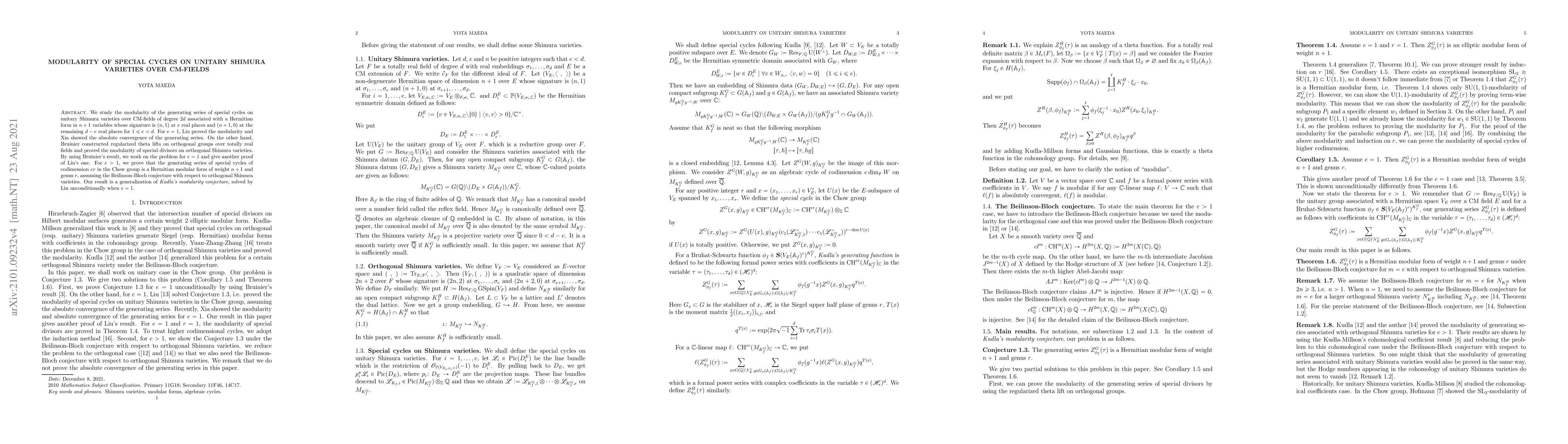Thumbnail for Modularity of special cycles on unitary Shimura varieties over CM-fields