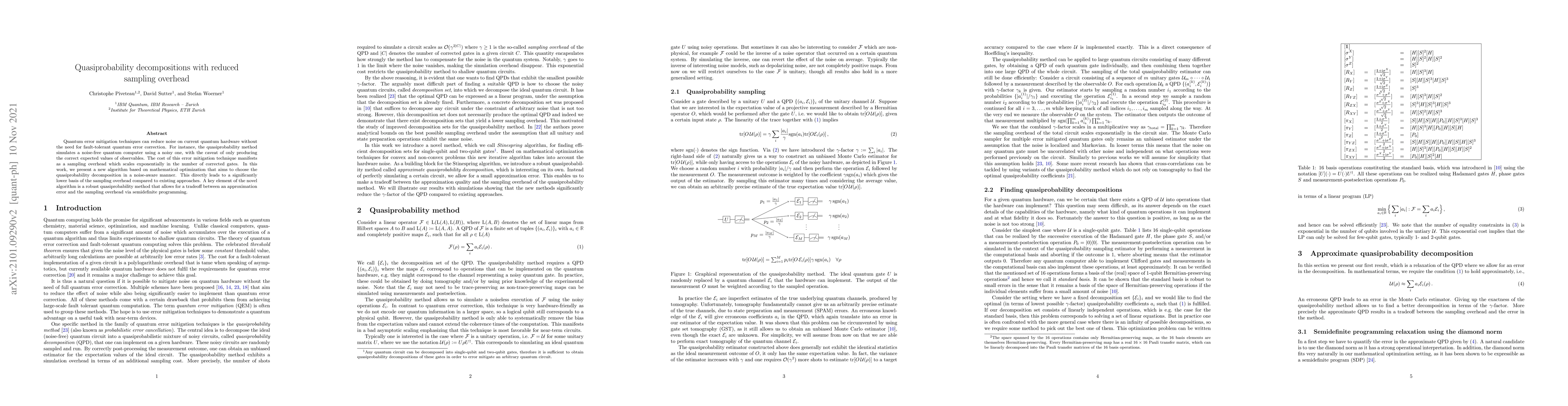 Thumbnail for Quasiprobability decompositions with reduced sampling overhead